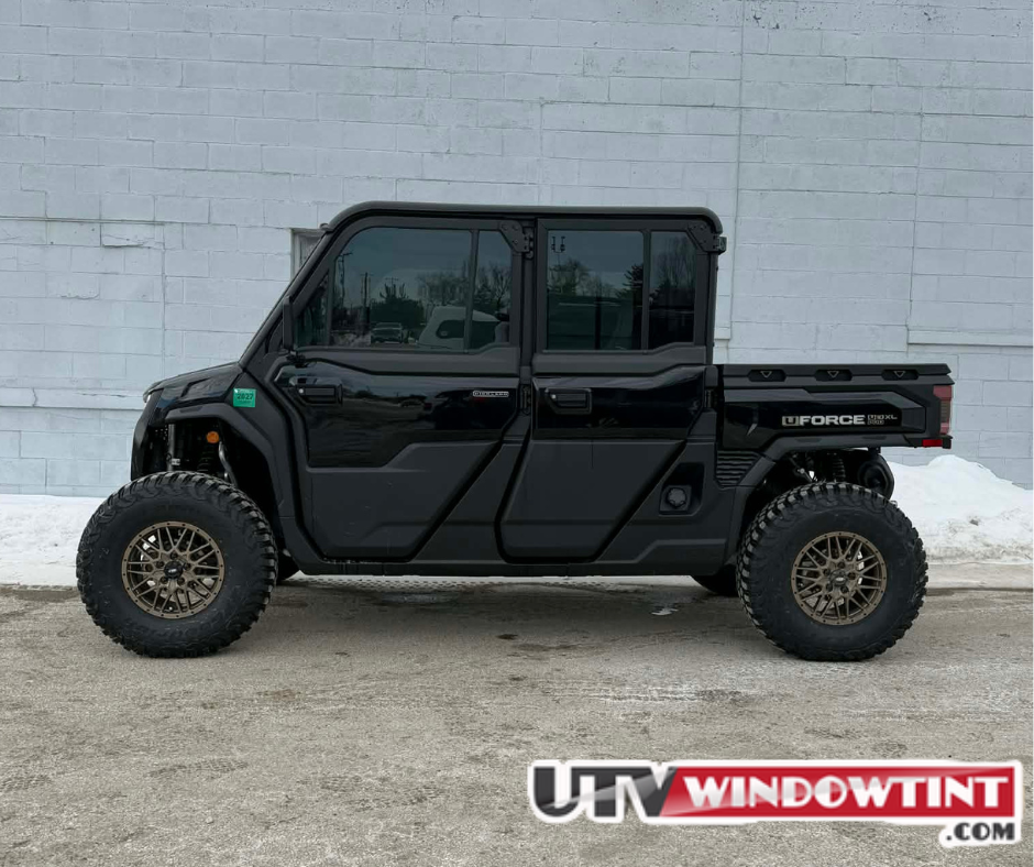 Pre-cut CFMOTO U10XL tint kit — all pieces laid out, 4-door