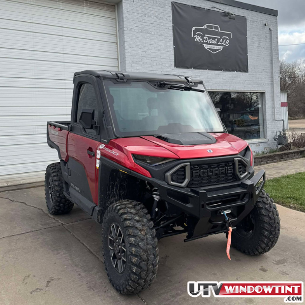 Polaris Ranger XD 1500 full windshield tint installed — 2024-2026+