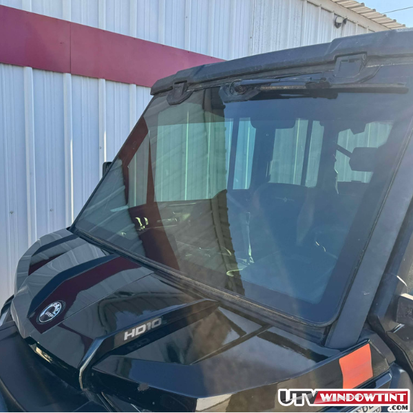 Can-Am Defender HD11 windshield tint — close-up showing clarity