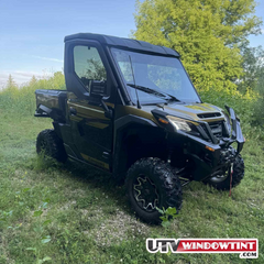 Kawasaki Ridge windshield banner tint installed — top strip coverage