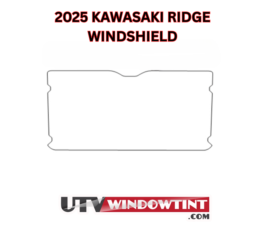 Kawasaki Ridge windshield tint — close-up VLT and film quality