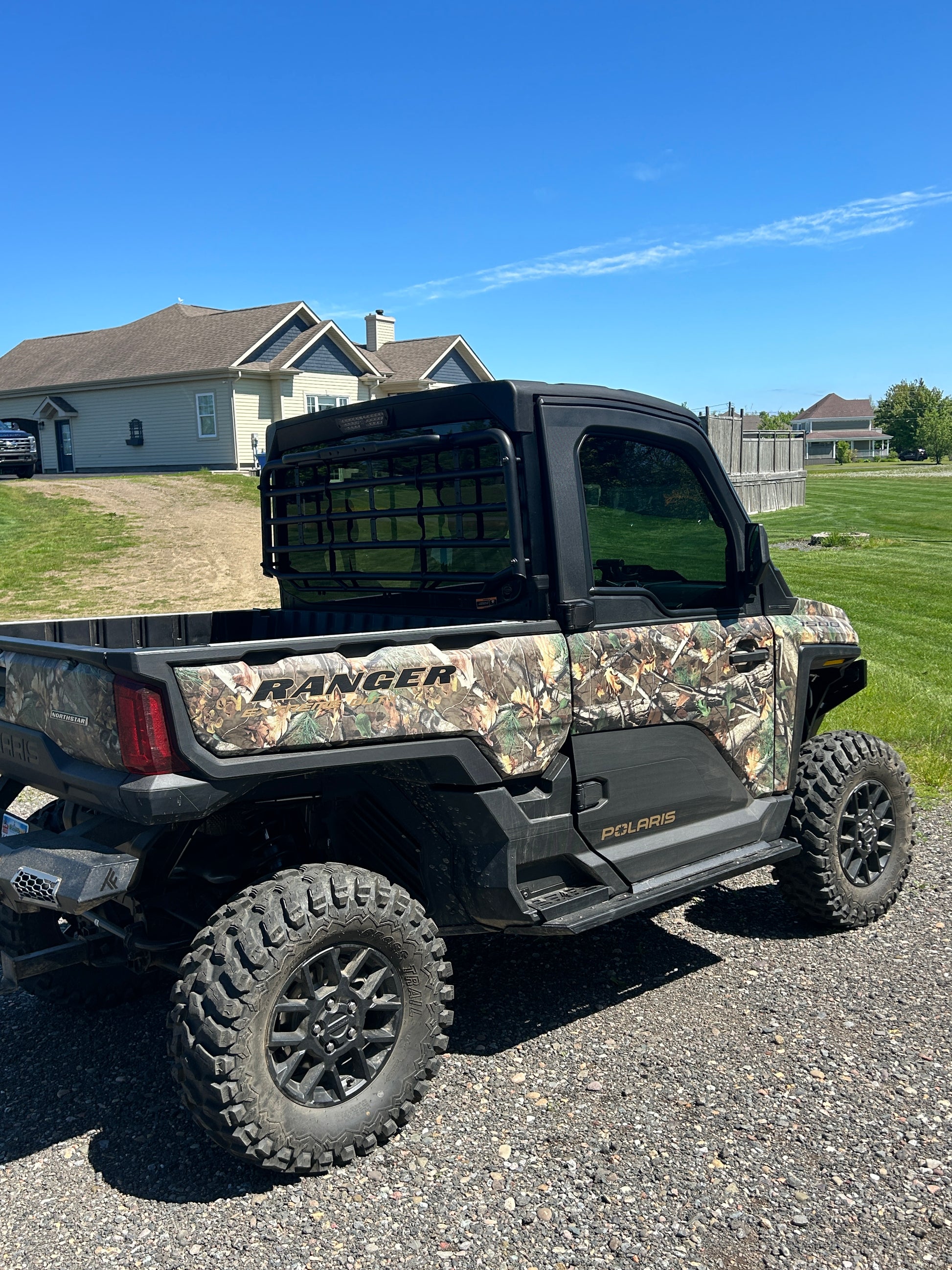 Polaris Ranger 1500 XD 2-door tint — rear window detail shot