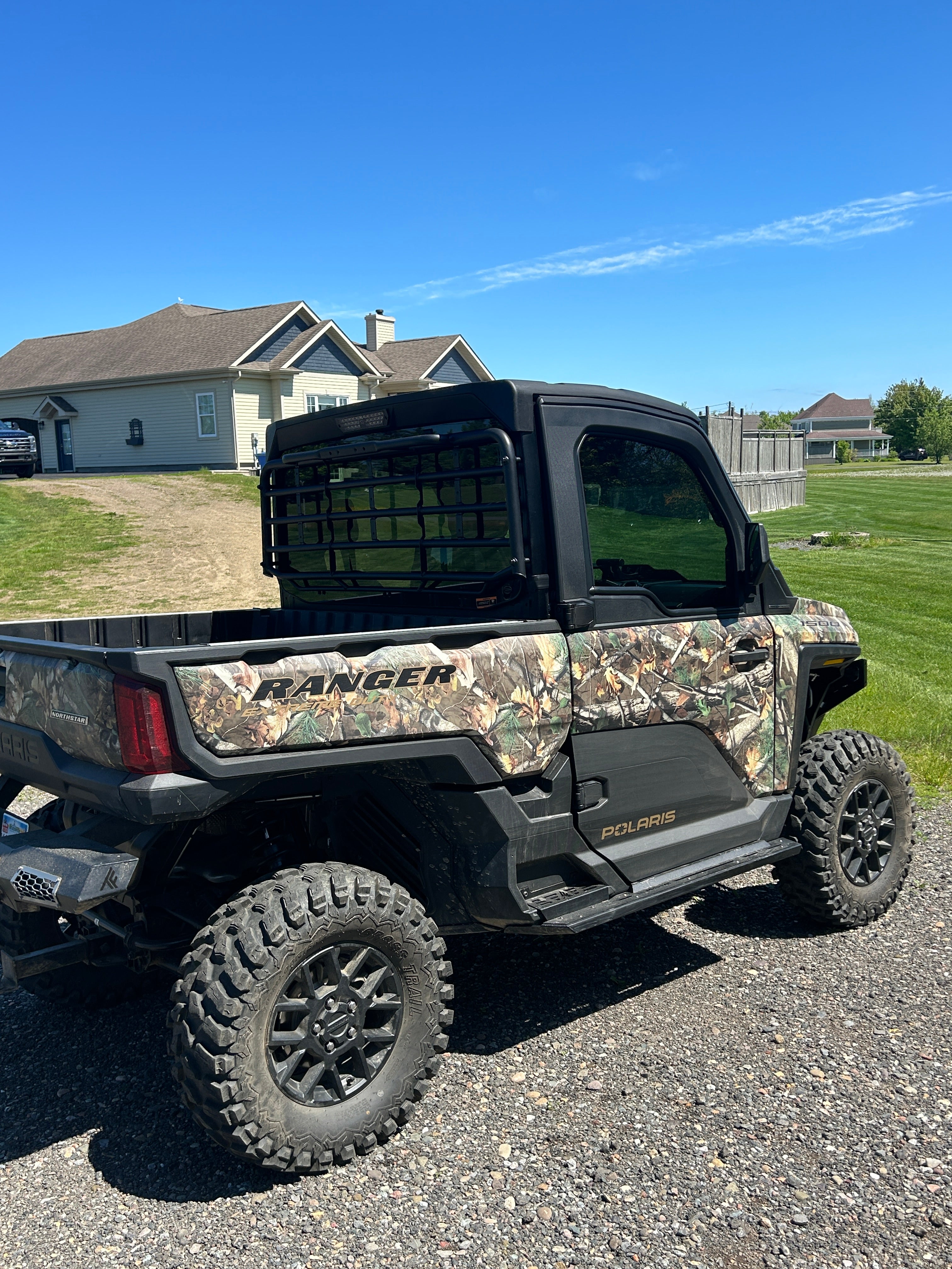 Polaris Ranger 1500 XD 2-door tint — rear window detail shot