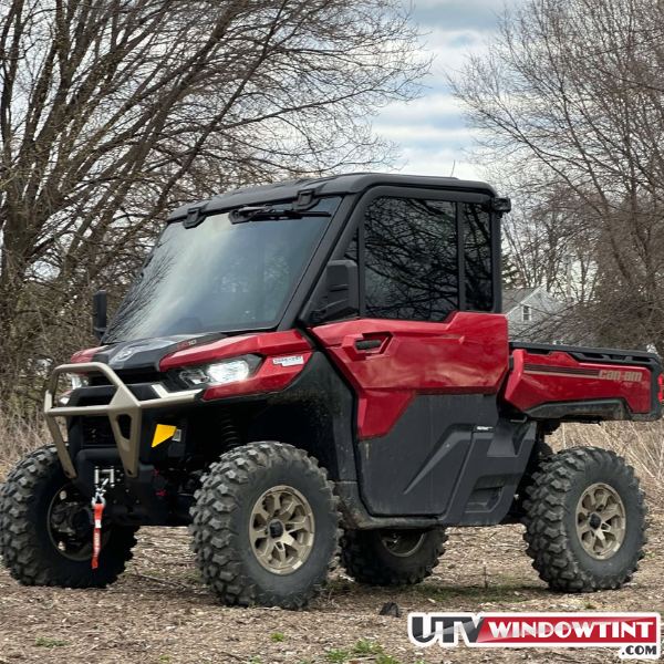 Can-Am Defender HD10 window tint installed — 2-door UTV main shot