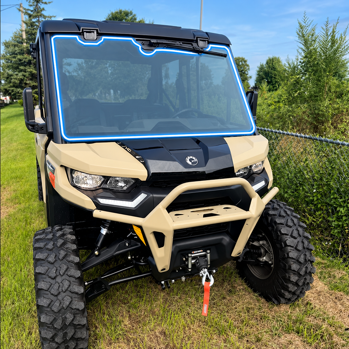 Can-Am Defender windshield protection film pre-cut 8 mil clear film kit for Defender and Defender MAX UTV models