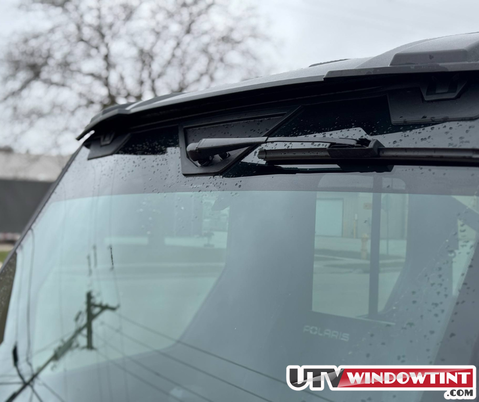 Pre-cut Ranger 1000 XP windshield banner tint — version 1 film laid flat