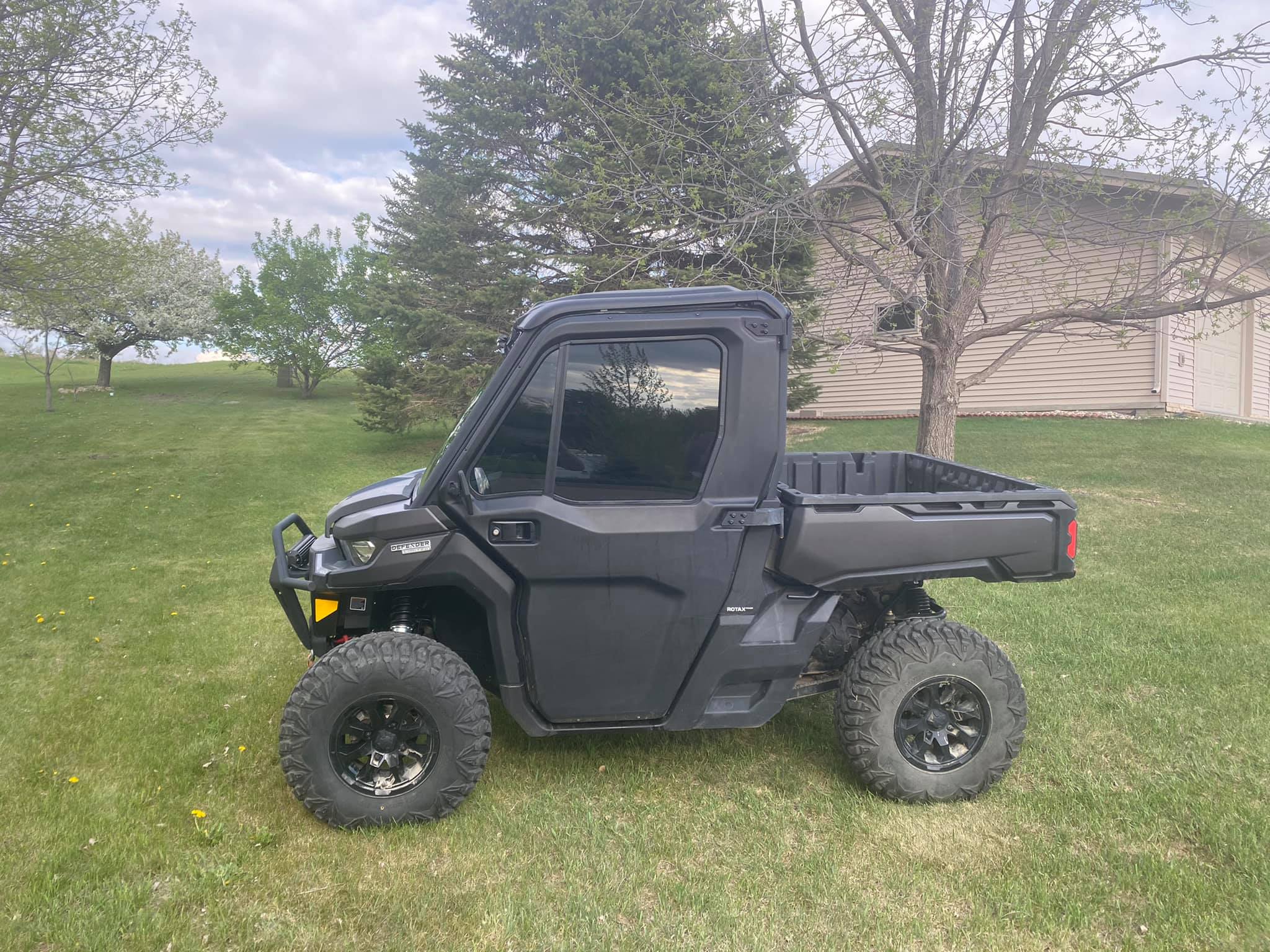Pre-cut Can-Am Defender 2020-2022 tint kit — all window pieces laid out