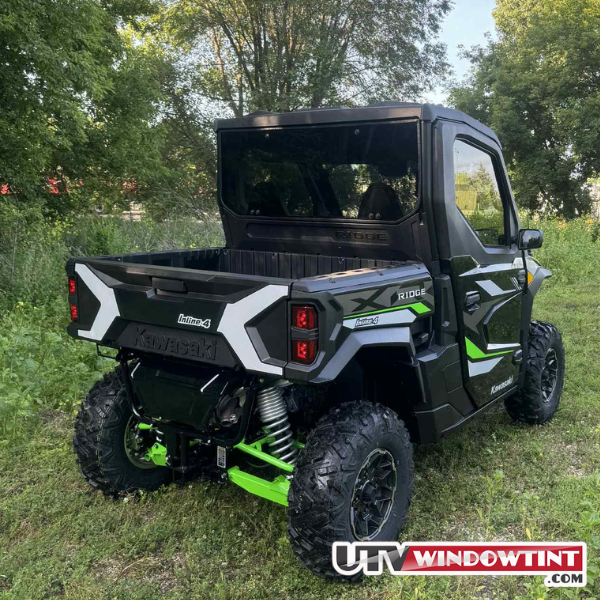 Kawasaki Ridge window tint — driver side door close-up installed