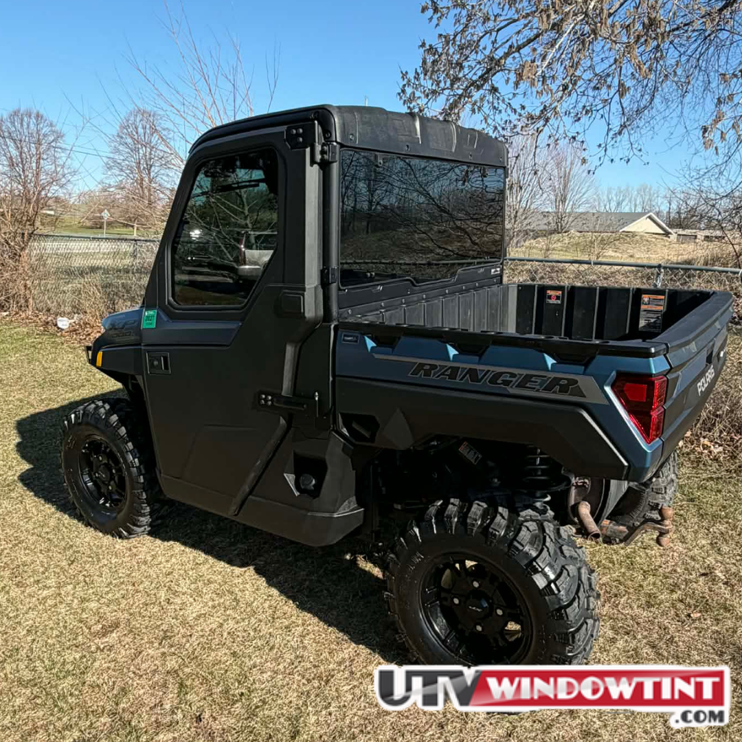 Polaris Ranger 1000 XP window tint installed — 2-door UTV main shot
